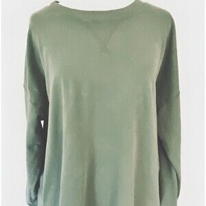 Women’s Soft Green Pullover Sweatshirt with Crewneck, Size: M